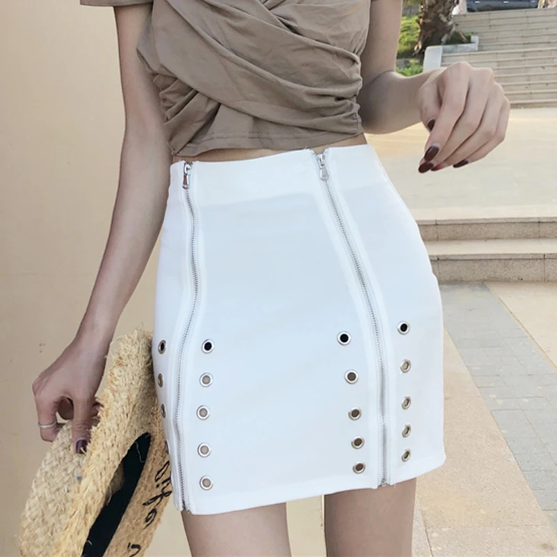 BGTEEVER Bodycon High Waisted Side Zipper Metal Holes Mini Skirts Women Slim Short Pencil Summer 2018 Casual Bottoms | Женская одежда