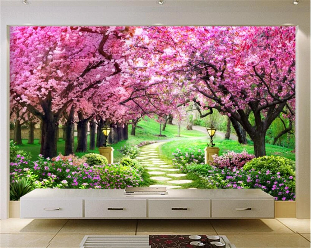 

3D Wallpaper mural fashion 3d European Cherry tree garden wall paper TV Wall Background Wallpaper for walls 3 d Beibehang