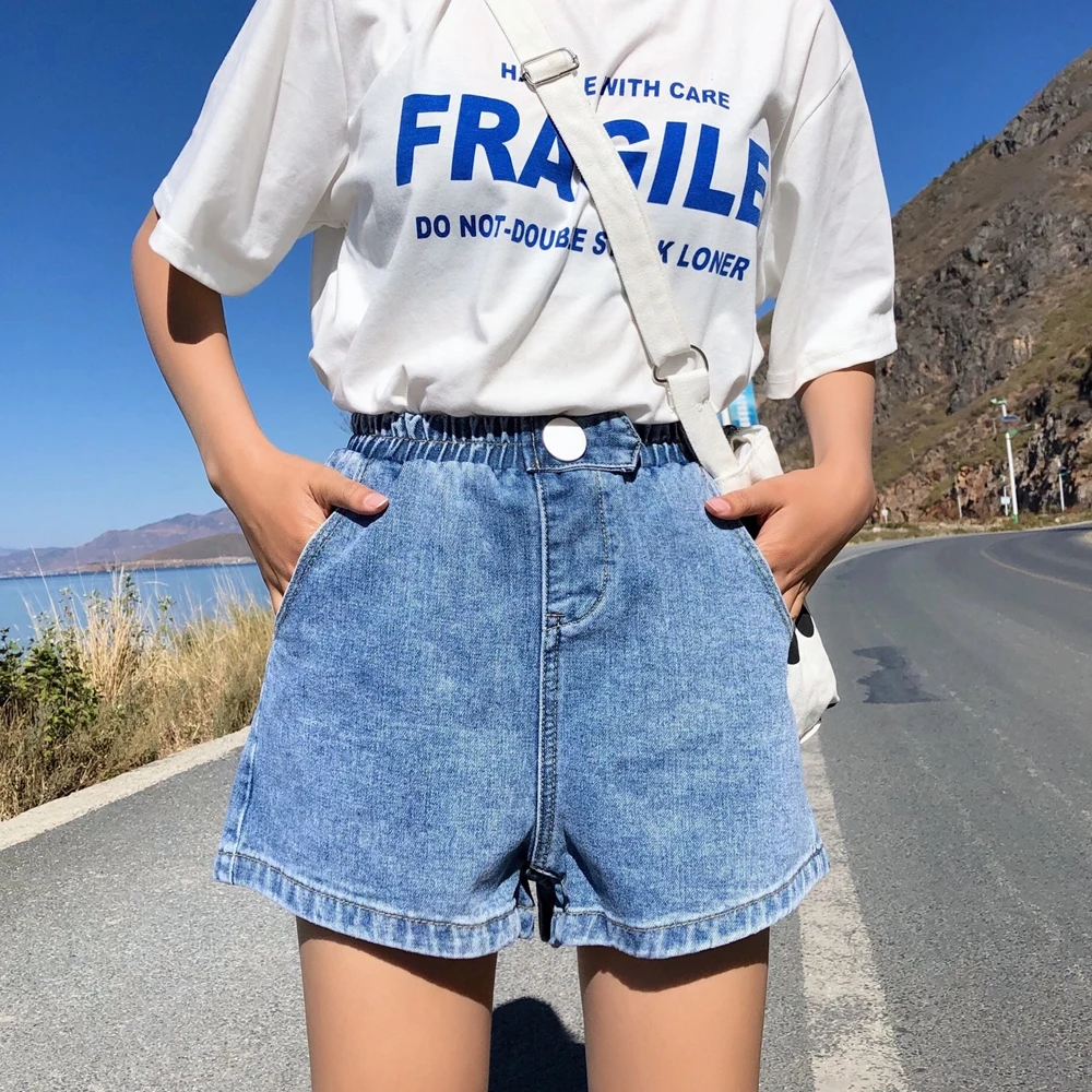 S XL 4 цвета лето 2019 корейский стиль свободные с карманами эластичные высокая талия