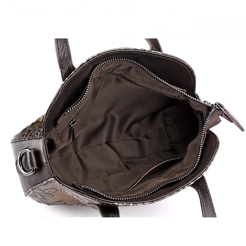

Norbinu Embossed Genuine Leather Women Handbag Messenger Shoulder Bags Vintage Top Handle Bag Tote Female Luxury Crossbody Bags