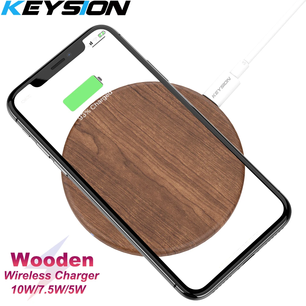 Беспроводное зарядное устройство KEYSION 10 Вт Qi для iPhone XS Max XR 8 Plus беспроводной зарядки деревянная настольная