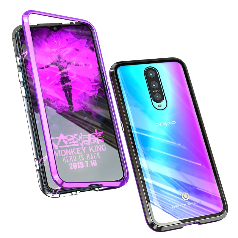 ADKO Luxury Magnetic Flip Case For Oppo R17 Pro Clear Transparent Tempered Glass Back Cover |