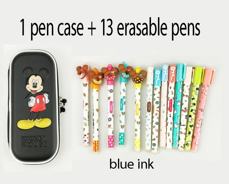 black13 erasable pen Disney micke Пенал 3D школа большой размер, для карандашей коробка kawaii милый мальчик девочка пенал и стираемая ручка/гелевая ручка - Цвет: black13 erasable pen