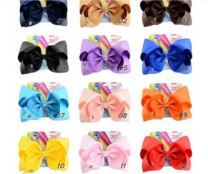 1 шт. 8 дюймов Большой Grosgrain бантик из тесьмы для волос шпилька девушка лук с клипсы со стразами ребенок бутик заколок для волос банты для волос, аксессуар A72