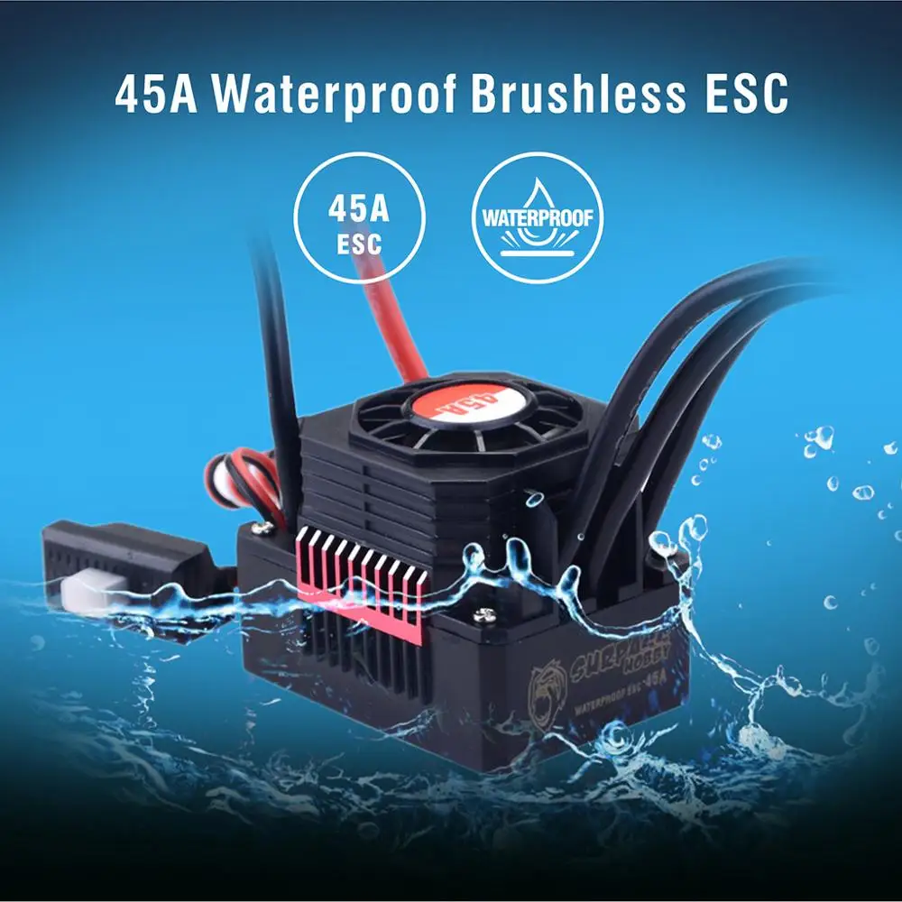 KK Водонепроницаемая серия F540 3000KV/4370KV бесщеточный двигатель с 45A ESC для 1/12 1/10 RC 2S 3S