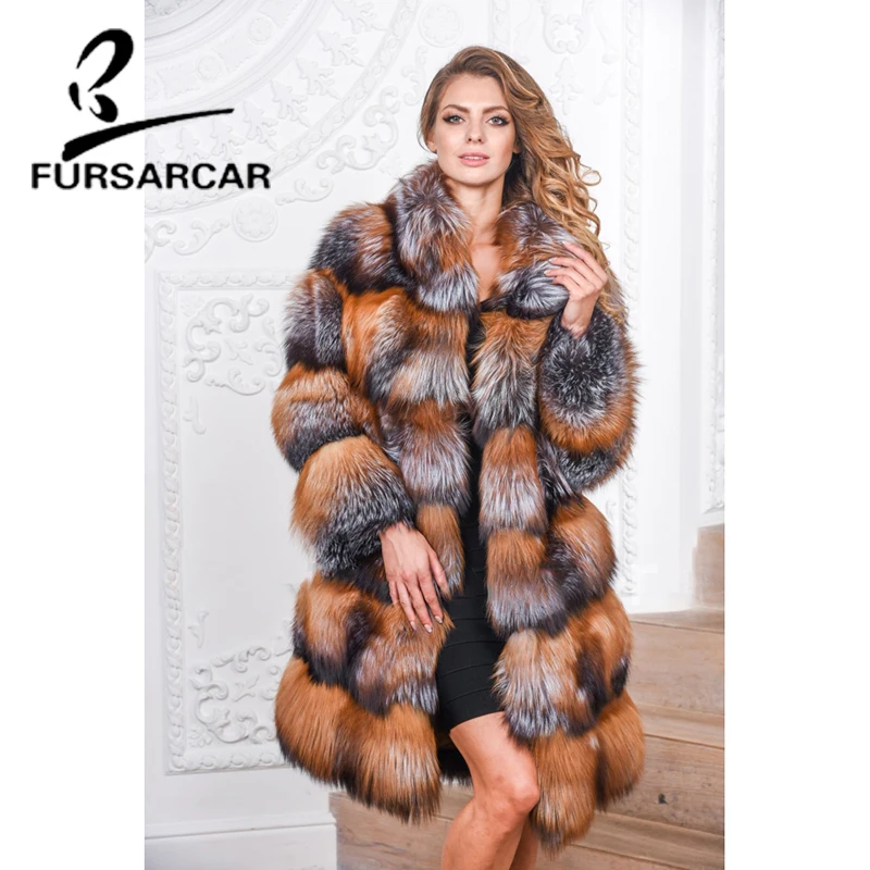Роскошная Новинка 2020 от FURSARCAR шуба из натурального Меха чернобурки женская