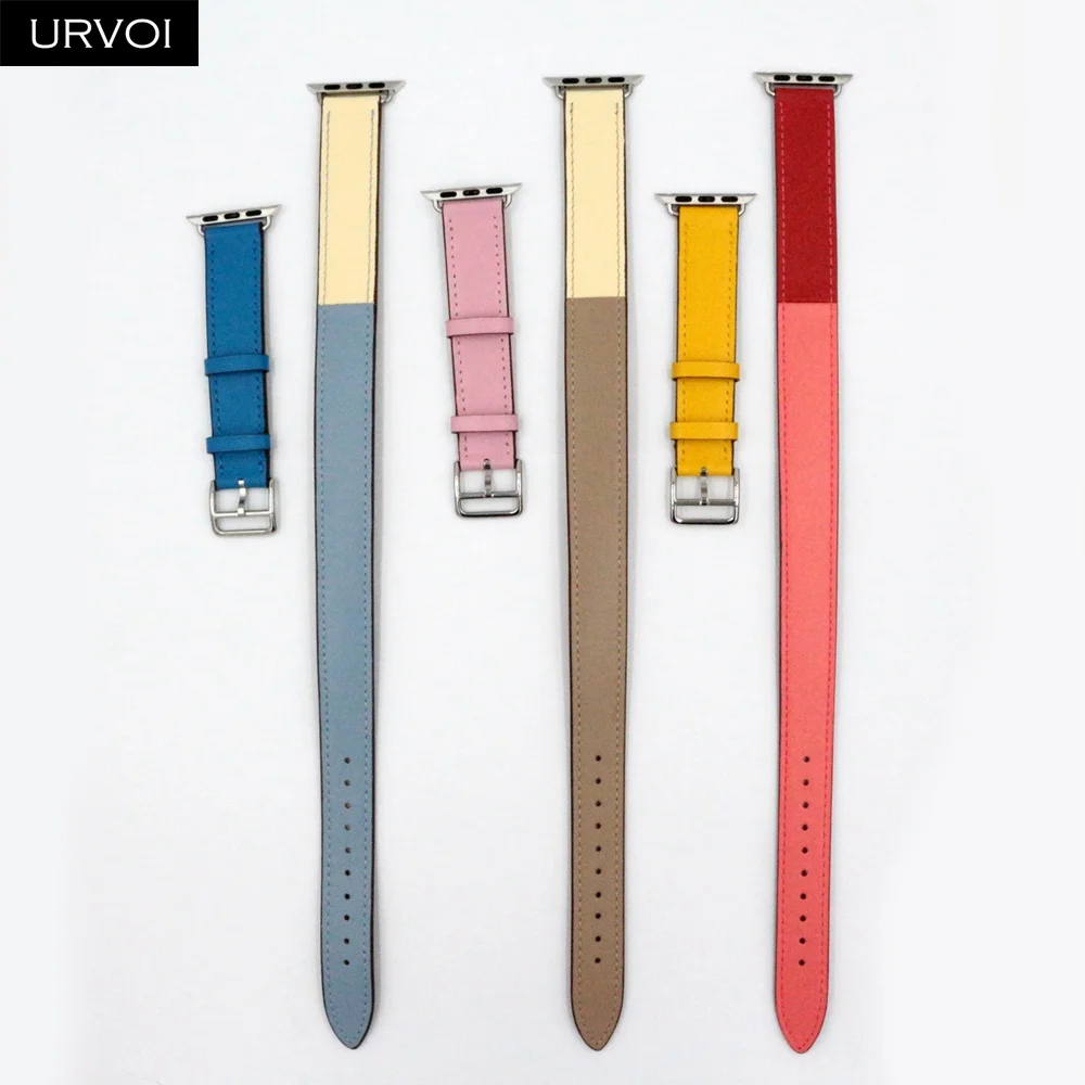 URVOI 2014 новый двойной ремешок для Apple Watch series 5 4 3 2 1 петля из натуральной кожи iwatch