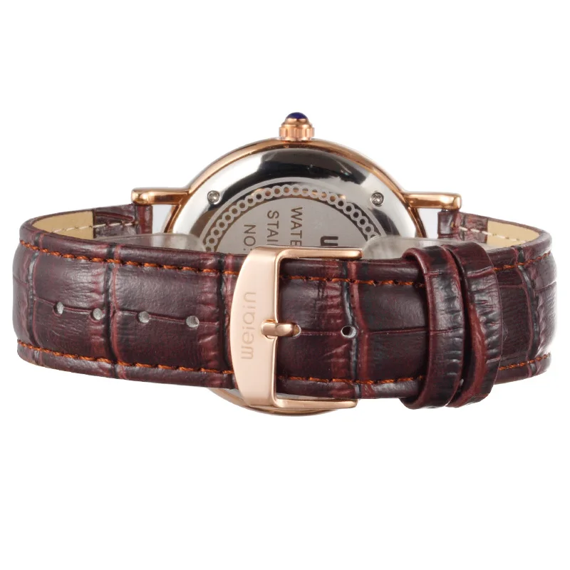 WEIQIN Римский стиль день недели розовое золото чехол модные часы для женщин