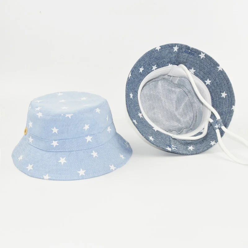 Хлопковая детская шапка кепка с принтом звезд летняя для маленьких мальчиков и