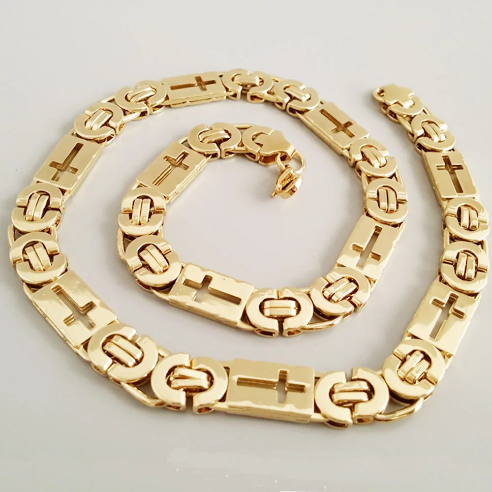 Винтажная бижутерия 10 мм золотая большая и тяжелая длинная из нержавеющей стали