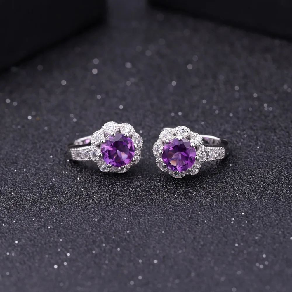 GEM'S BALLET 2.71Ct натуральный аметистовый драгоченный камень, серьги, 925 пробы серебряные серьги-гвоздики для помолвки для женщин, хорошее ювелирное изделие