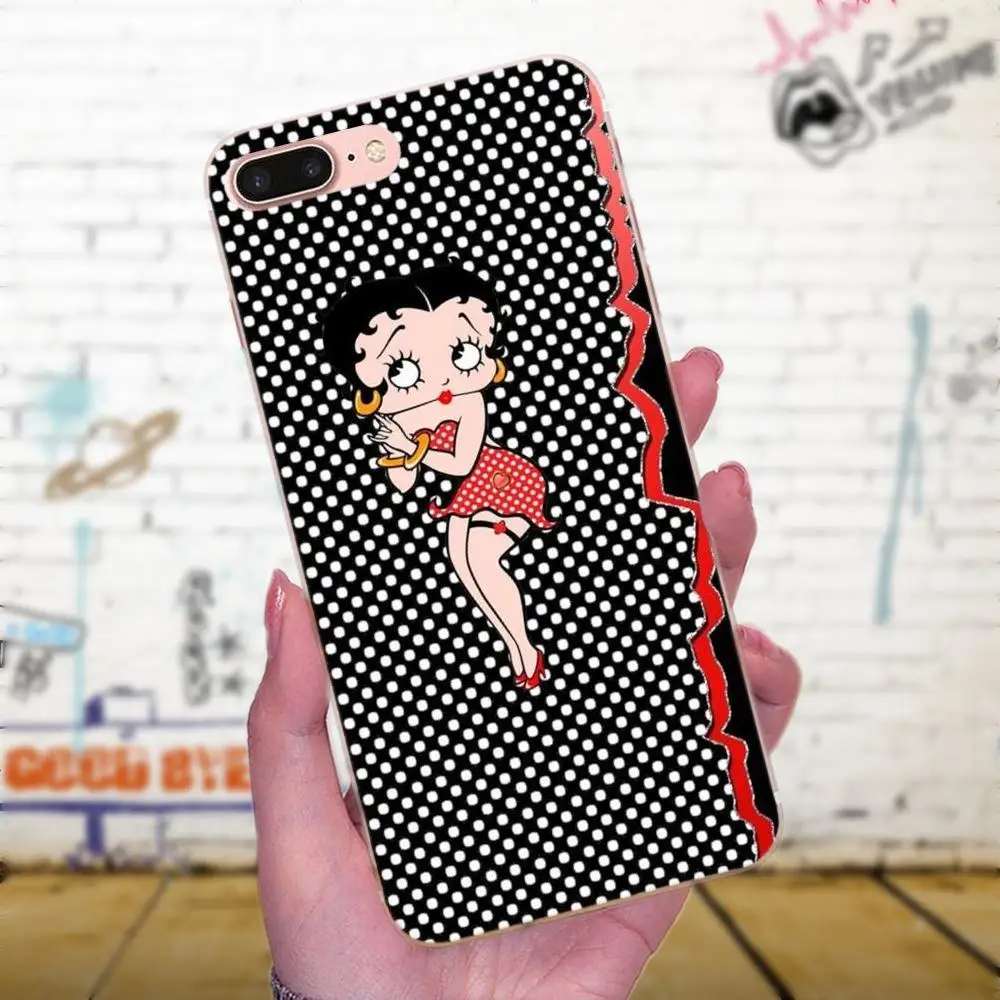 Betty Boop Милый Мягкий мобильный телефон для девочек Galaxy A3 A5 A7 On5 On7 2015 2016 2017 Grand Alpha G850