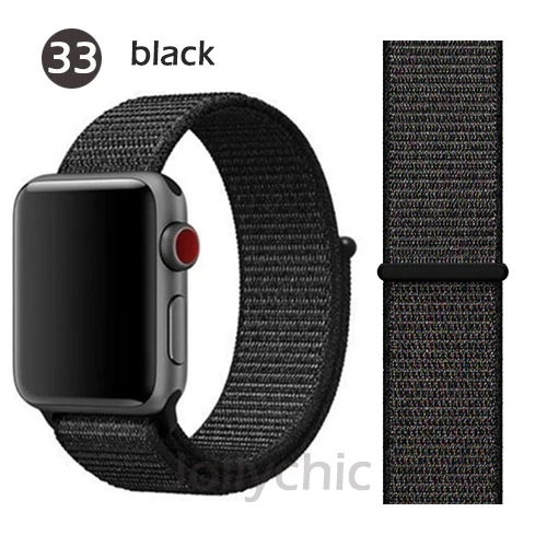 Ремешок для Apple Watch Series 4 3/2/1 полосы 38 мм 42 мм нейлон мягкая дышащая сменная Спортивная петля для iwatch 4 3 2 1 40 мм 44 мм - Цвет ремешка: black