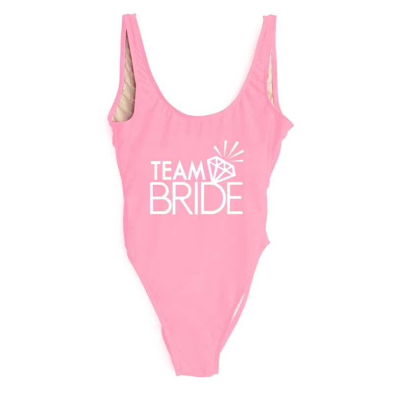 Слитный купальник с принтом TEAM BRIDE сексуальные стринги женский высоким вырезом