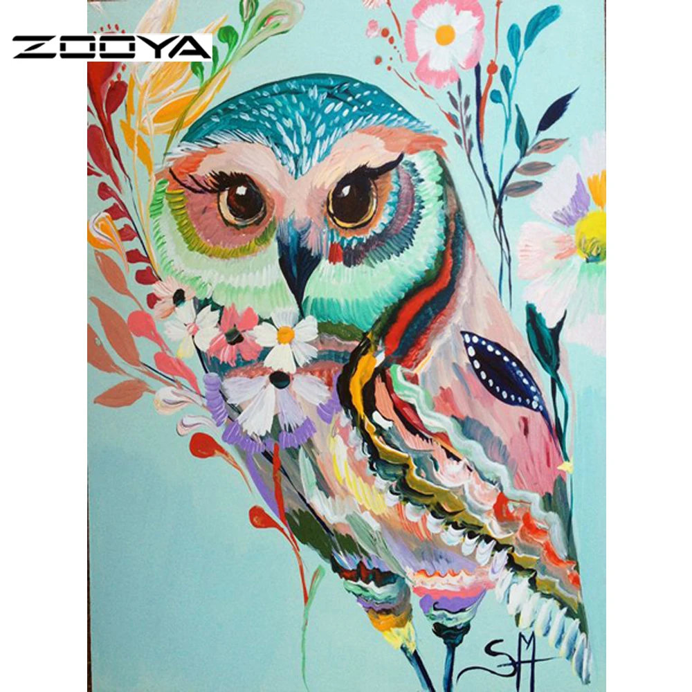 

ZOOYA 2015 New Diy Diamond Painting Colored Owl Cross Stitch Rhinestone Pasted Diamond Embroidery Square Drill Needlework F571