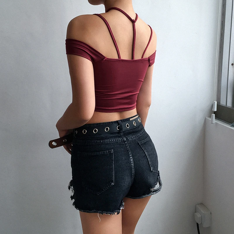 Weekeep Для женщин укороченные Bodycon блузки с открытой спиной Лето High Street Топ Холтер Для женщин трикотажные Модный жакет