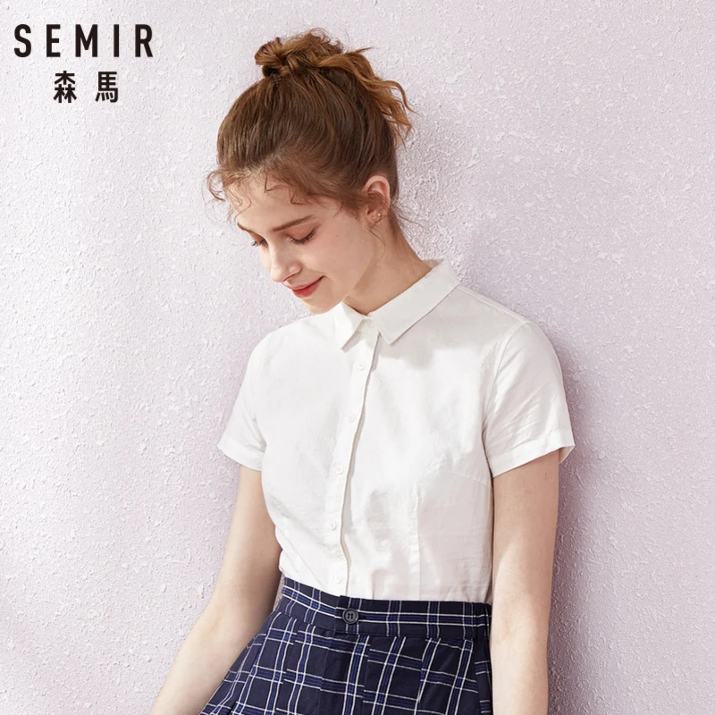 SEMIR рубашка с коротким рукавом женская летняя блузка 2019 новая отворотом