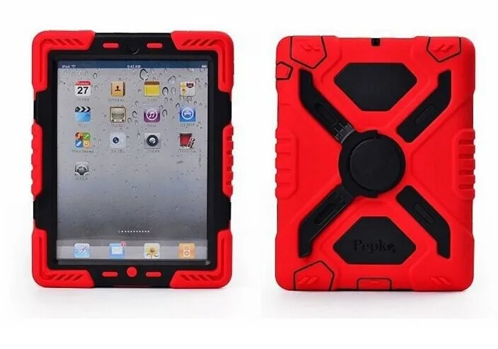 Pepkoo Spider Экстремальный военный, повышенная нагрузка Водонепроницаемый для защиты от дождя/пыли/ударопрочный с подставкой повесить чехол для iPad 2/3/4