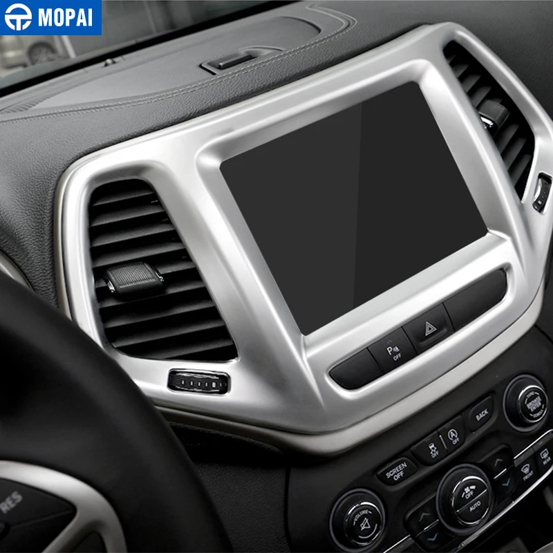 

MOPAI ABS Car Interior Navigation GPS Panel Dashboard Decoration Frame Cover Stickers For Jeep Cherokee 2014 Up Car Styling