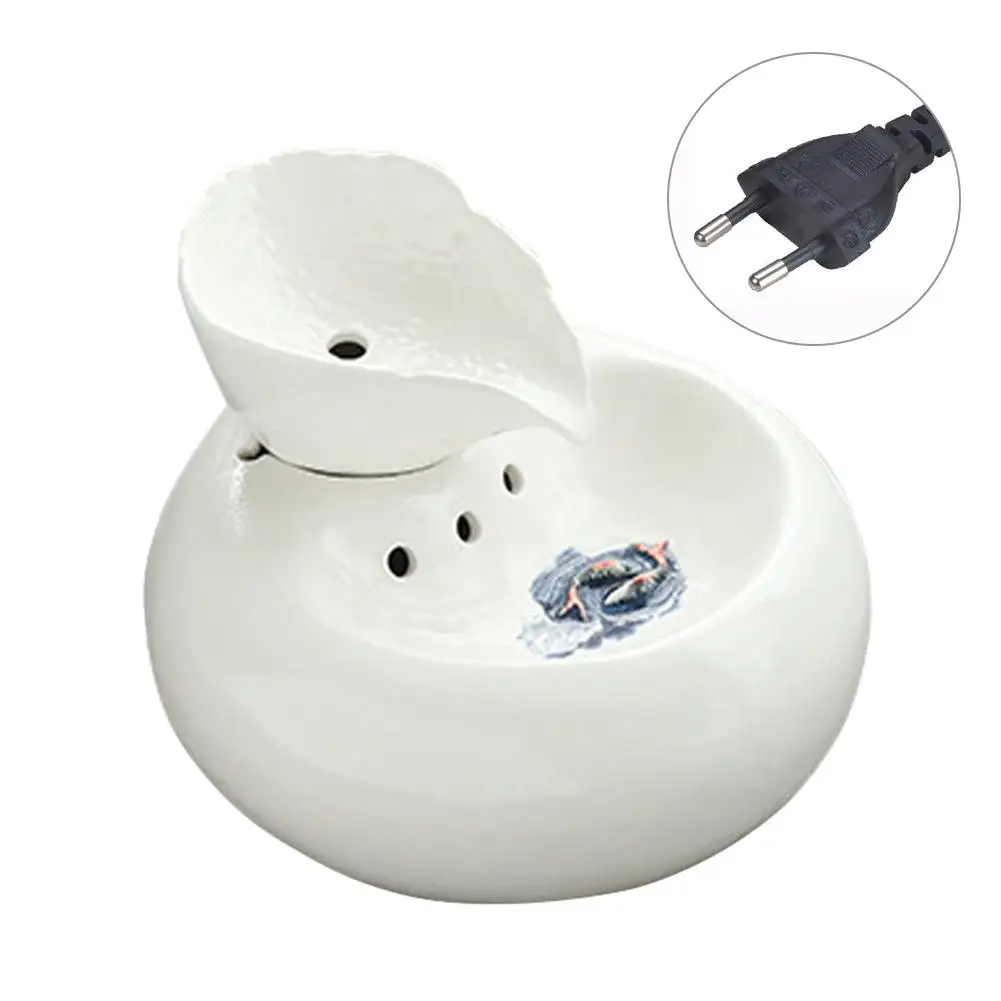 White EU Plug 220V ЕС/США умная керамика кошка питатель Автоматическая Циркулирующая вода питатель ПЭТ диспенсер для воды 3D фонтан воды бассейна 20E - Цвет: White EU Plug 220V