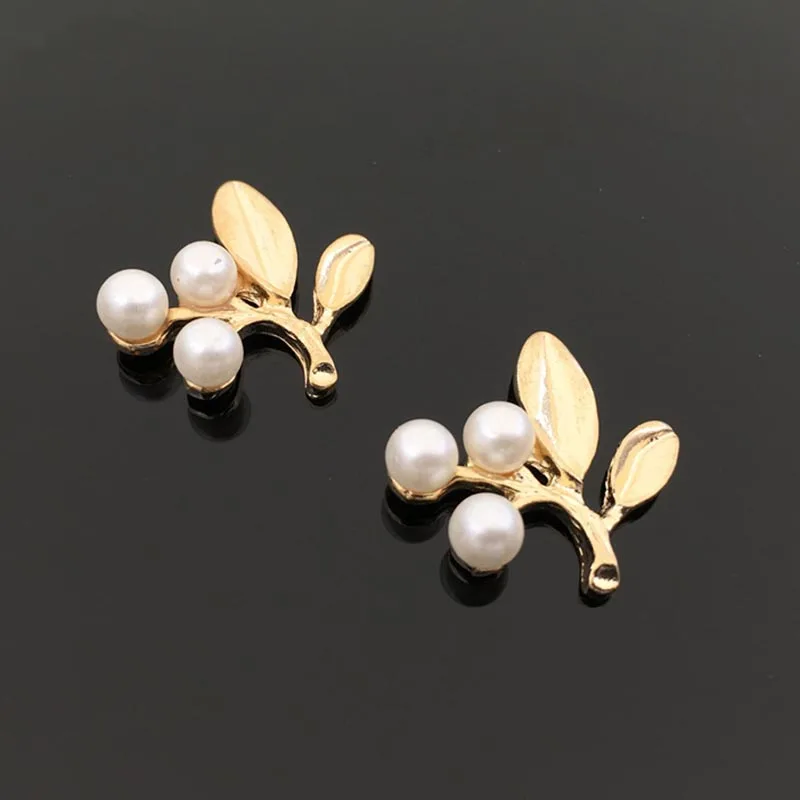 60 шт. жемчужные пуговицы в виде листьев для украшения волос|Пуговицы| |