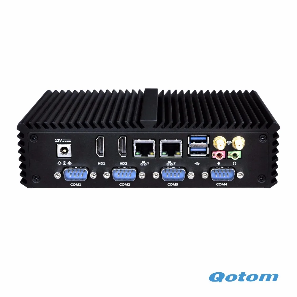 OEM 6 COM Промышленные ПК безвентиляторный мини Qotom Q330P с трехъядерным i3 4005U (1 80 ГГц
