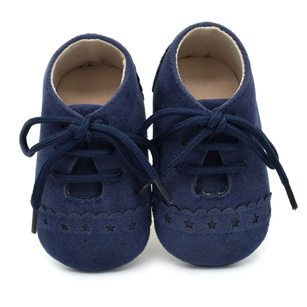 Dark Blue Кожаные новые классические спортивные кроссовки для новорожденных мальчиков и девочек, обувь для первых шагов, мягкая нескользящая подошва для малышей 0-18 месяцев - Цвет: Dark Blue