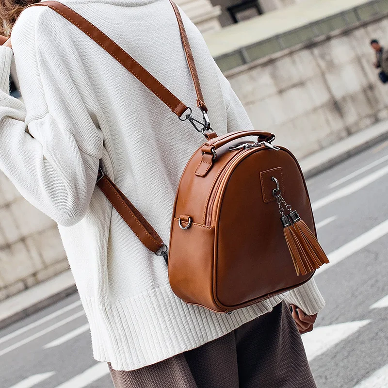 Женский кожаный рюкзак мини с кисточками женский из искусственной кожи рюкзаки