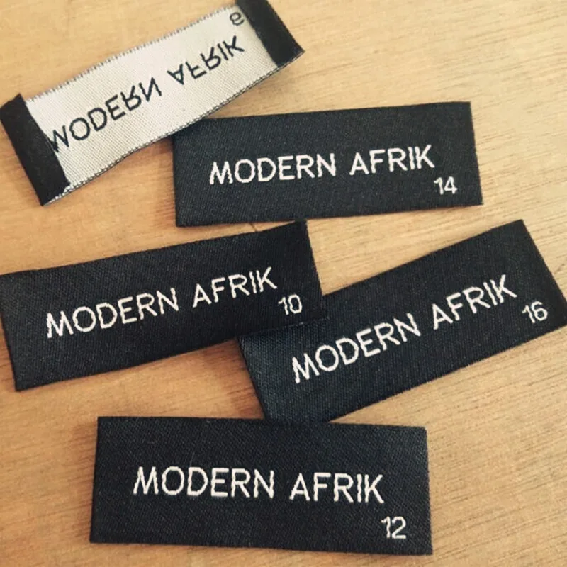 Название магазина на заказ черная ткань тканая этикетка рубашка/платье размер