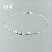 new jewelry 925 sterling silver little rice beads box bracelets bangles for women girl party gifts rectangle brazalets bs007
