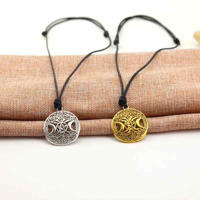 Тройная Луна богиня Wicca пентаграмма волшебное женское ожерелье подвески с