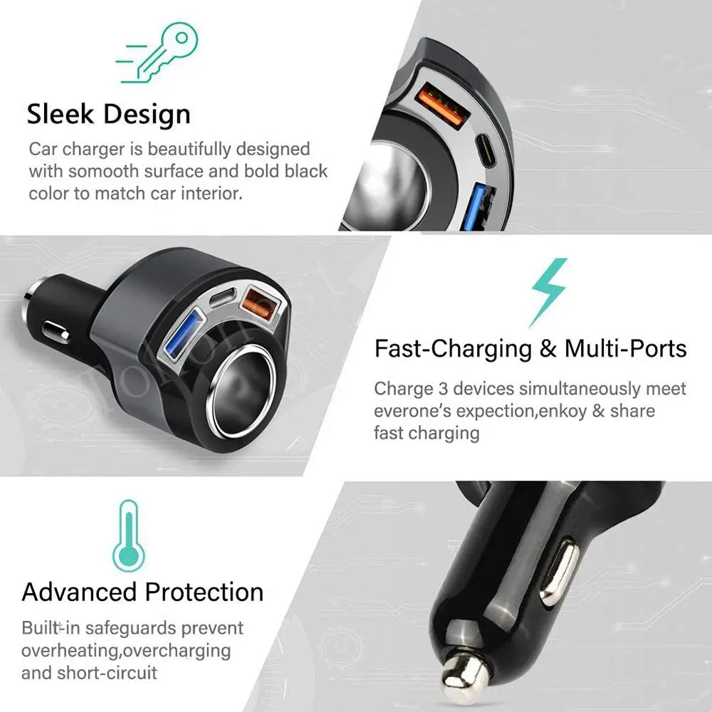 Быстрое Автомобильное зарядное устройство usb type C, мини QC 3,0, USB адаптер, быстрое зарядное устройство для iPhone, samsung, Xiaomi, мобильное автомобильное USB зарядное устройство