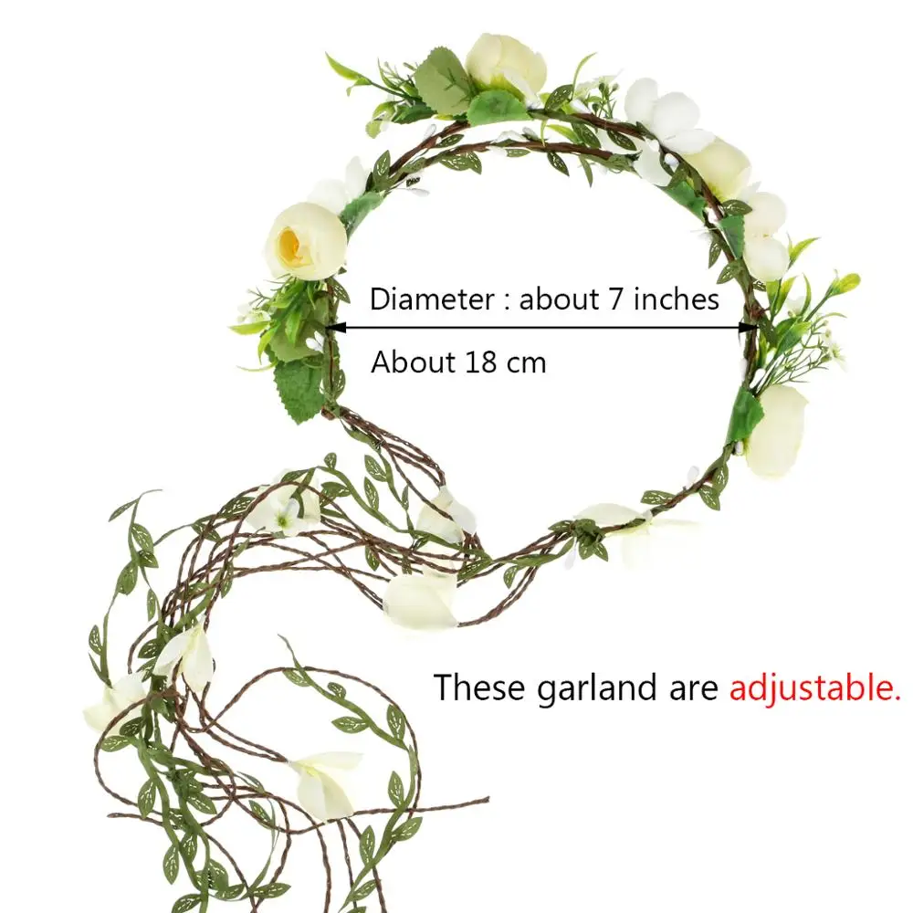 1 шт. Маргаритка Роза Цветы Листья гирлянда Женская Корона Регулируемая Свадьба