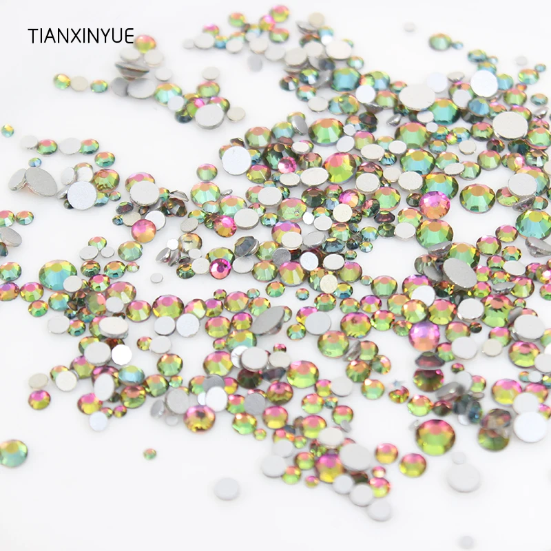 TIANXINYUE ss3-16 смешанные размеры 1330 шт радужные цветные Кристаллы Стразы для ногтей без горячей фиксации FlatBack клей на Фабричный горный хрусталь