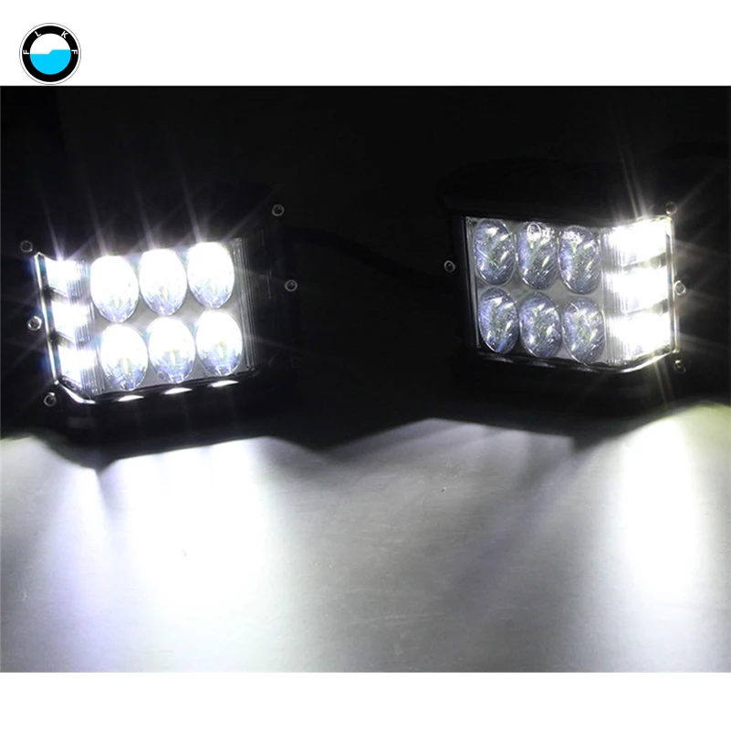 Kopen 1 Paar/2 Stks Side Shooter Dual Led Kubus Verlichting Dual Side Blauw, Rood, Amber Knipperlicht Driving Mistlampen.