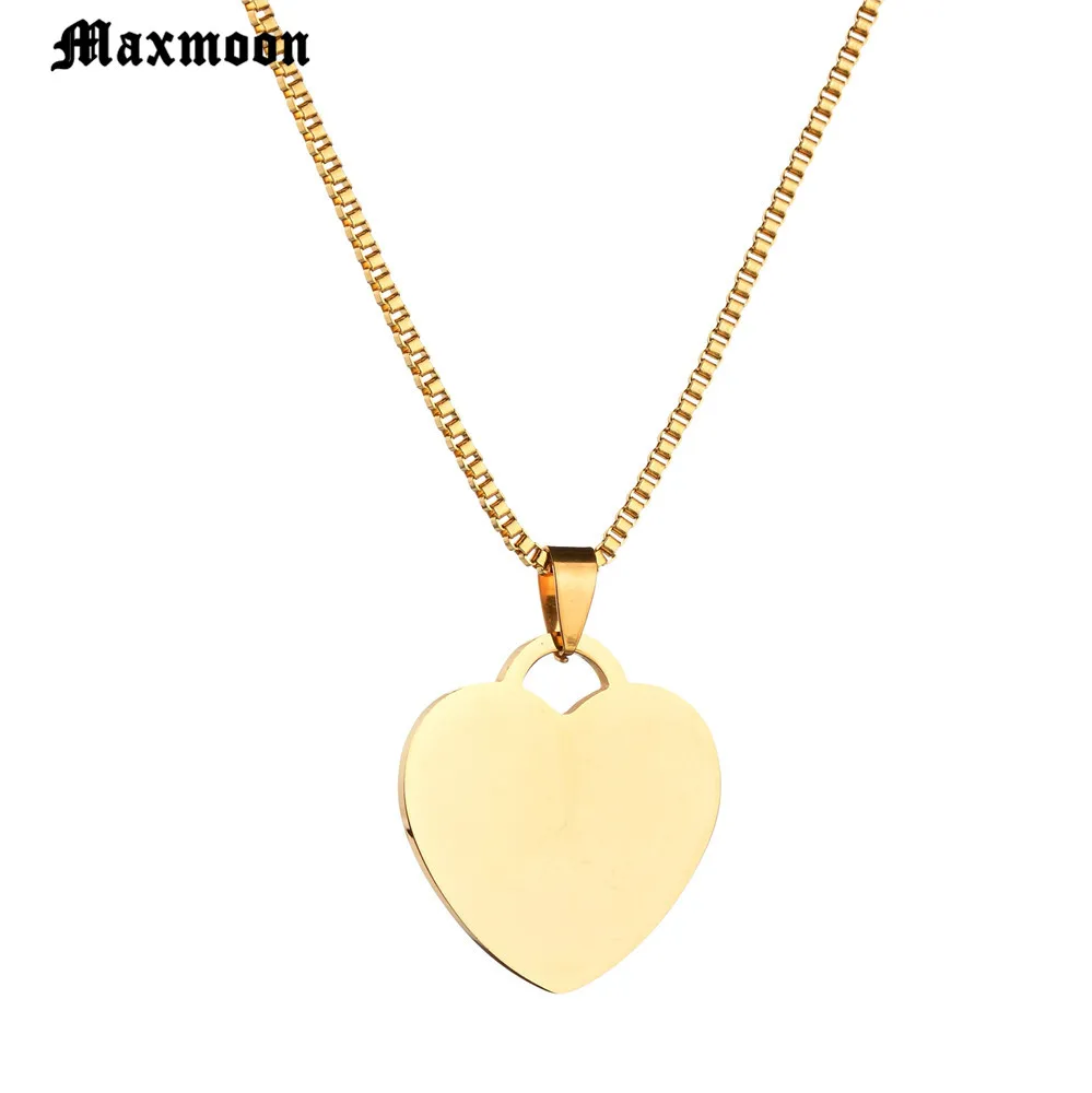 Цепочка Maxmoon с гравировкой под заказ колье из нержавеющей стали в форме сердца