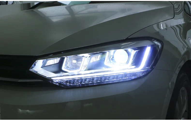 Авто Clud автомобильный Стайлинг для VW Touran фары для Touran фары светодиодные DRL передние Биксеноновые линзы двойной луч HID комплект
