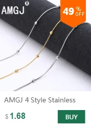 AMGJ 4 Style Stainless Steel Gold Color Round Ball Pendant Necklace Link Chain Necklace Fashion Jewelry for Women or Men