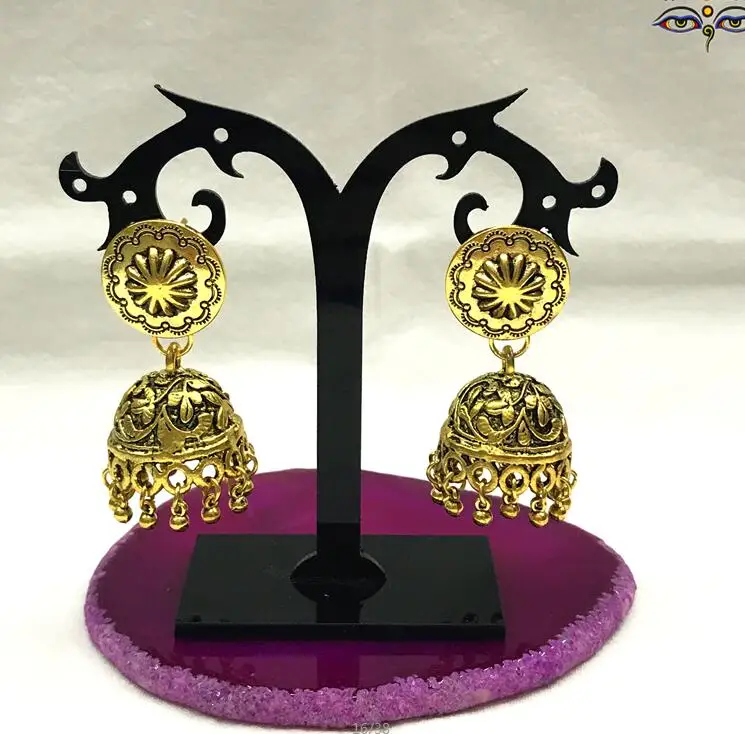 Индийские Болливуд женские звезды ретро золотые Jhumki серьги знаменитостей вечерние Ретро Национальный Ветер серьги. Дубай Таиланд - Окраска металла: 12