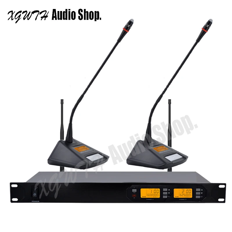 

UHF Wireless Conference Microphone System Professional Gooseneck Table Top Mics Condenser Mic for DJ Church Speech