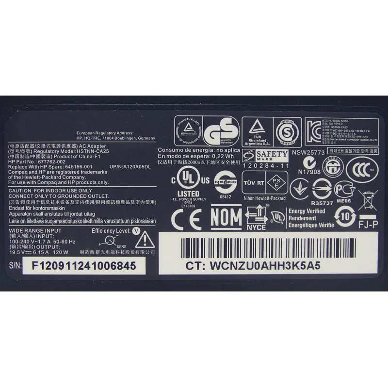 19.5V 6.15A 120W Adjustable Power Adapter for HP EliteBook 8460W HSTNN-CA25 HSTNN-LA25 677762-002 677762-001 Laptop Charger | Компьютеры и
