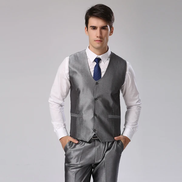 Silver Grey Vest Новая мужская костюмная жилетка модные повседневные Свадебные официальные Деловые Костюмы Блейзер костюм жилет H0283 - Цвет: Silver Grey Vest