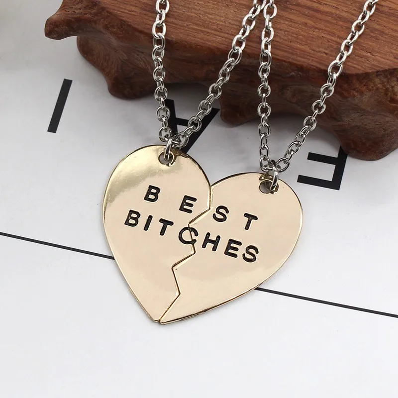 Комплект брелков Best Bitches Кулоны из нержавеющей стали ожерелье для женщин золотой