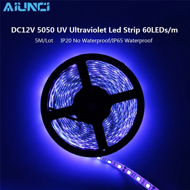 5050 SMD чип УФ светодиодный светильник 60 Светодиодный s/m DC12V водонепроницаемый/не