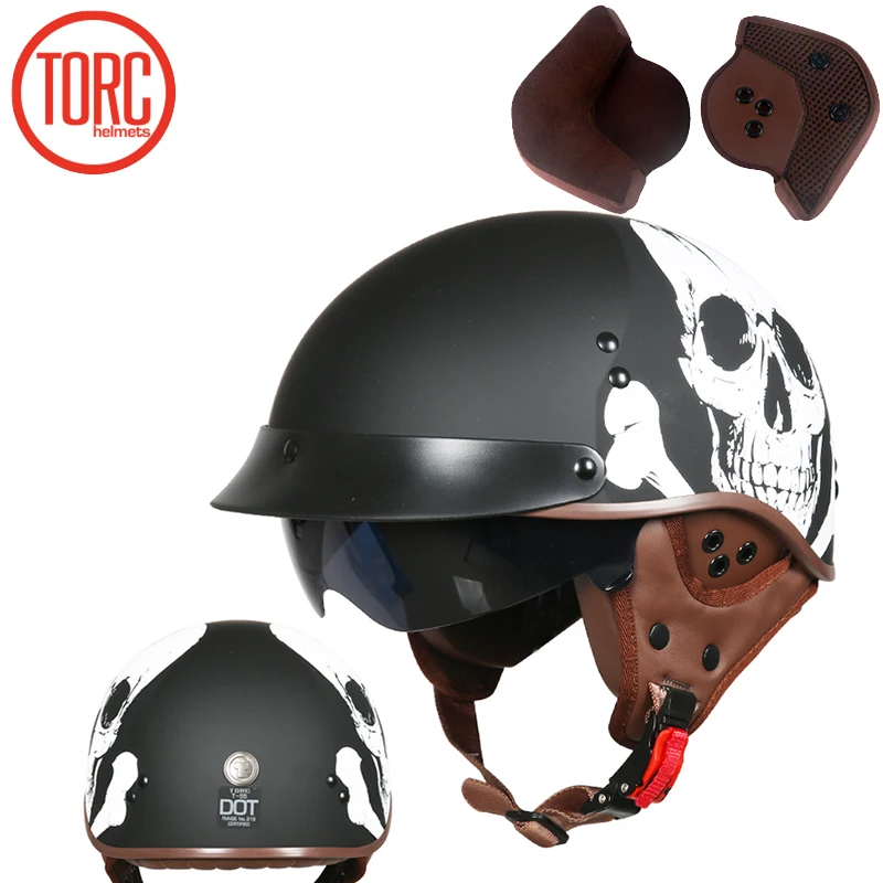 TORC T55 винтажный мотоциклетный шлем vespa летний полушлем с внутренним козырьком jet