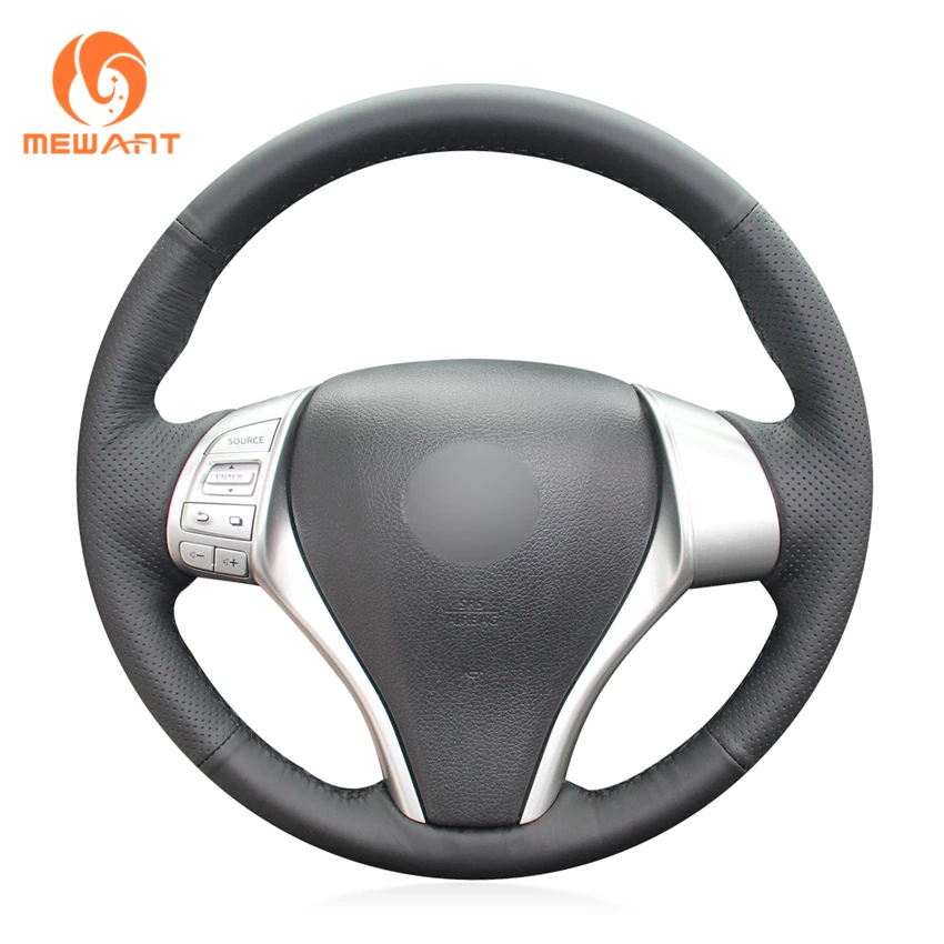 

MEWANT Black Artificial Leather Car Steering Wheel Cover for Nissan Qashqai X-Trail Teana Altima Sentra 2014-2017 Tiida Navara