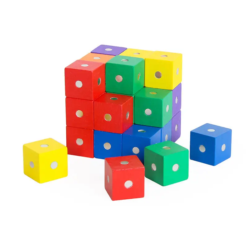 Mixed 27pcs Монтессори детские игрушки 2*2*2 см квадратный куб Радуга магнитные блоки деревянные игрушки для детей строительные сборочные блоки Развивающие - Цвет: Mixed 27pcs