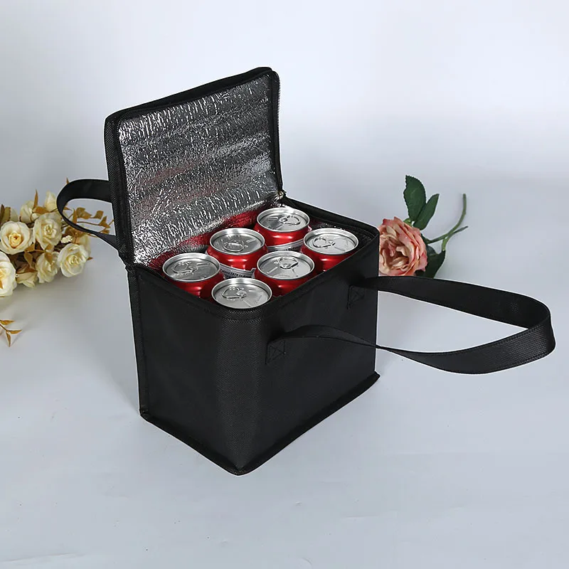 Black 22x14x17cm Складная сумка-холодильник для пикника, ланча, для бутылки, еды, сохранения свежести, изоляционная, переносная, термальная сумка, водонепроницаемая, утолщенная, для напитков, для льда - Цвет: Black 22x14x17cm