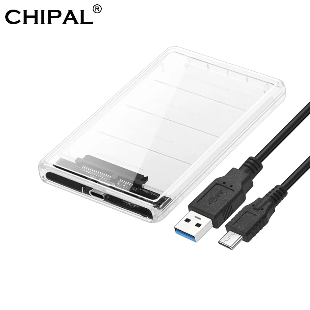CHIPAL прозрачный 2,5 дюймовый HDD SSD чехол Sata для USB 3,1 type C адаптер бесплатно 5 Гбит/с Корпус жесткого диска Поддержка 2 ТБ UASP