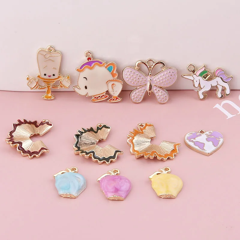 

Fashion 40pcs/lot color butterfly/apple shape alloy charms for jewelry making earrings/necklace/bracelet diy pendants accessory
